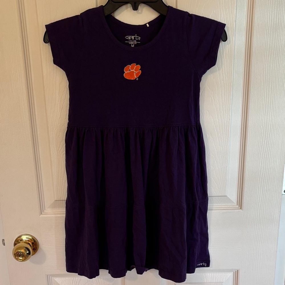 Charming Purple Kids Dress with Orange Accent